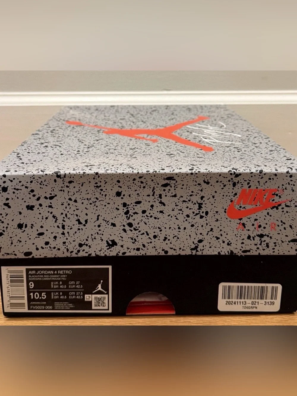 Nike Air Jordan 4 Retro Bred Reimagined Black/Fire Red/Grey Size 9
